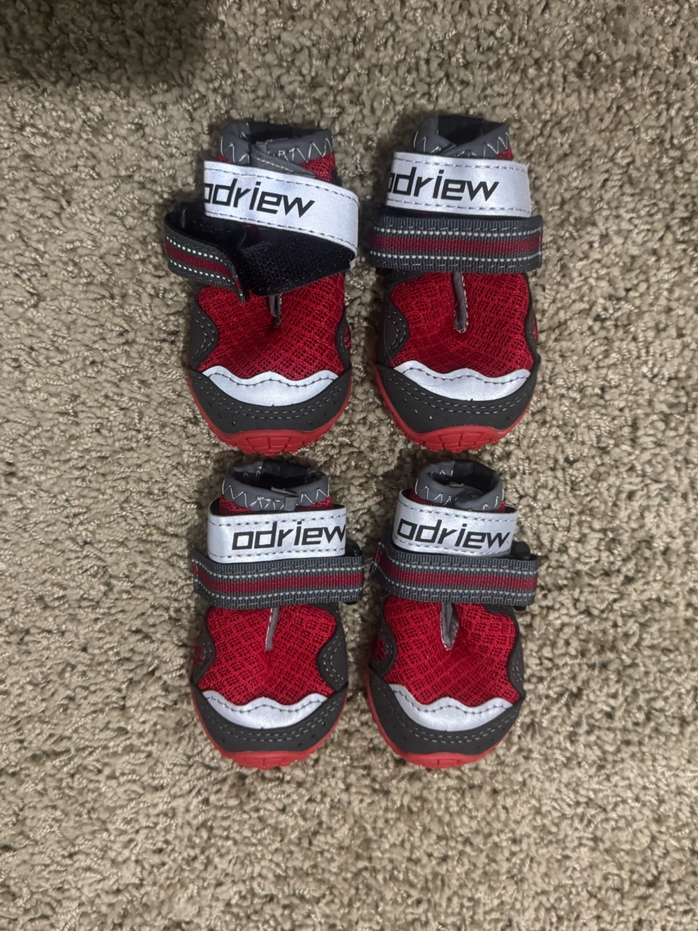 ODRIEW Dog Shoes Size 2 Red and Grey Anti Slip Breathable Brand NEW